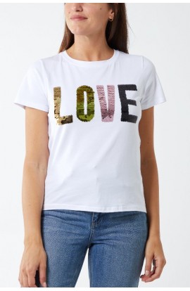Sequin Love T-Shirt White 